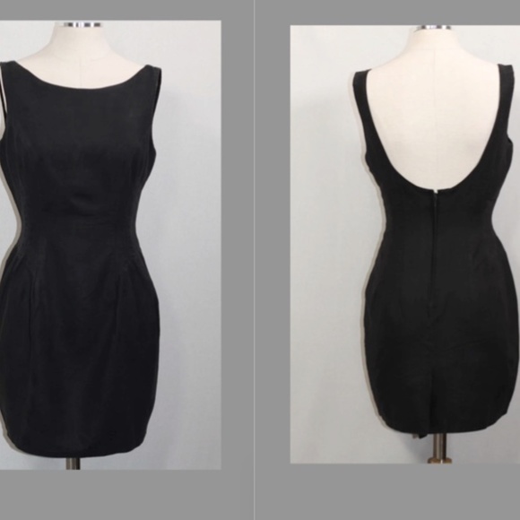 Carmen Marc Valvo Linen Black Dress - Picture 1 of 13